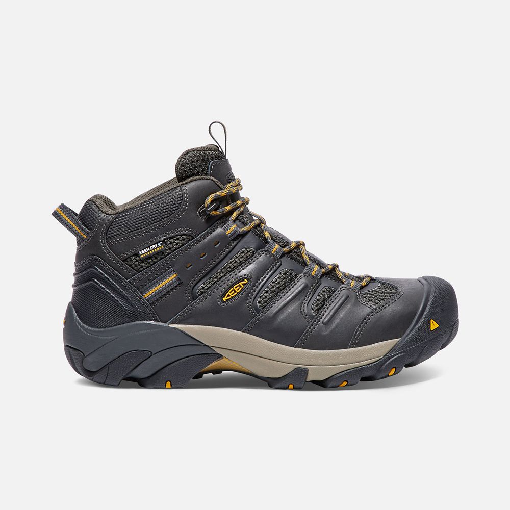 Keen Trekking Bot Erkek Siyah Kahverengi - Lansing Mid Waterproof (Steel Toe) - Türkiye NULH25931